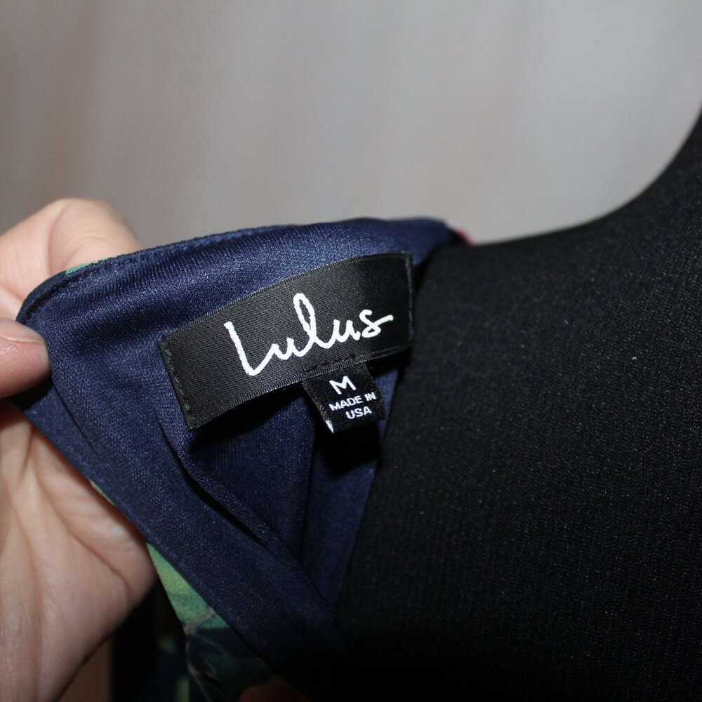 Lulus Dress Rosalinda Navy Blue Floral Print Long Sleeve Medium NWT's - Picture 8 of 13